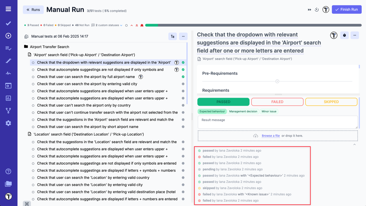 Testomat.io - Test Case History